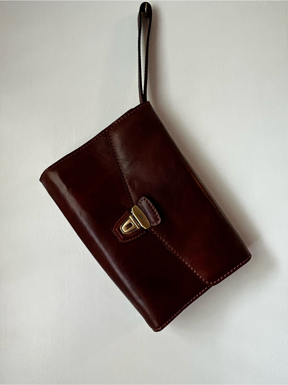 Vintage Men's Leather Wristlet Messenger Pouch - Brown